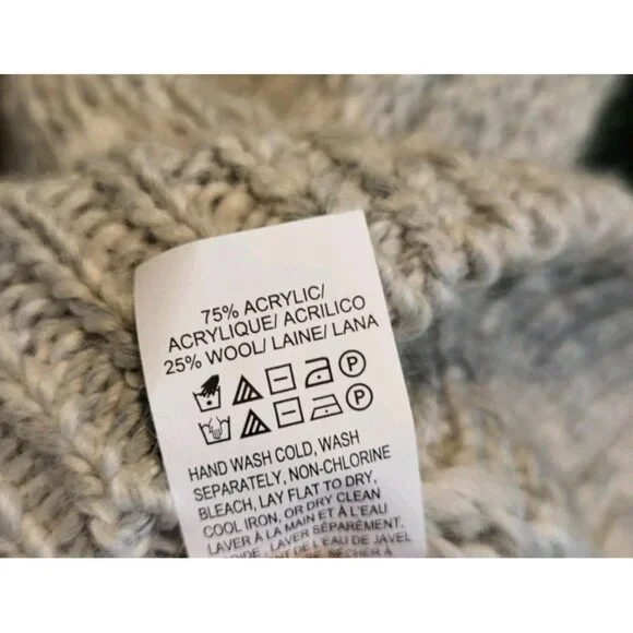Lucky Brand Chunky Gray Fair Isle Wool Blend Sweater Sz M - Picture 6 of 7
